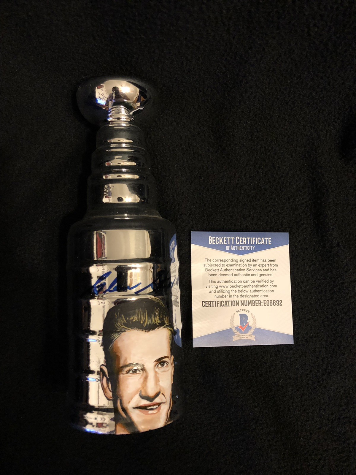 Glen Skov Signed Hand Painted Mini Stanley Cup Detroit Red Wings Beckett COA