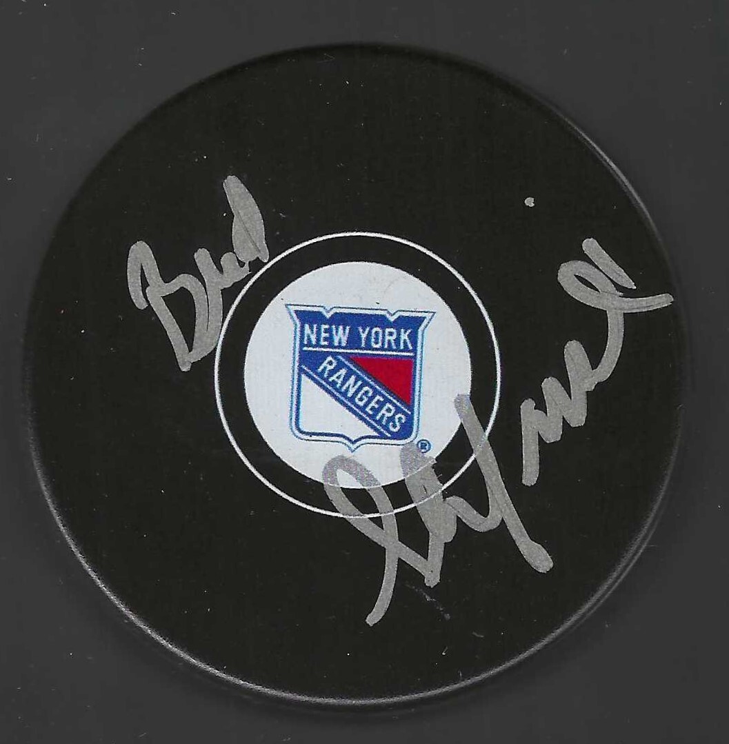 Bud Stefanski Signed New York Rangers Puck