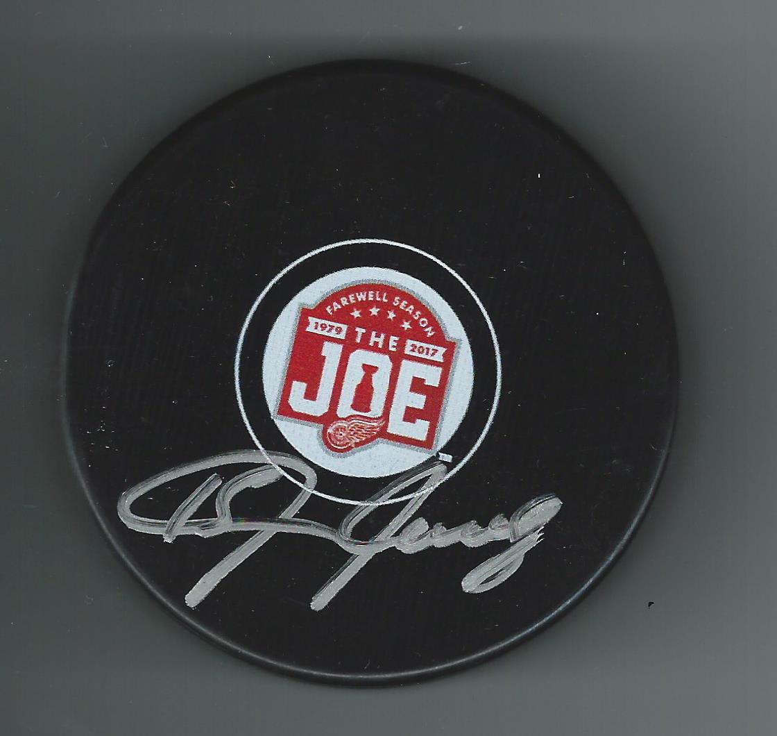 Jason Woolley Signed Detroit Red Wings Joe Louis Arena JLA Farewell Season Puck