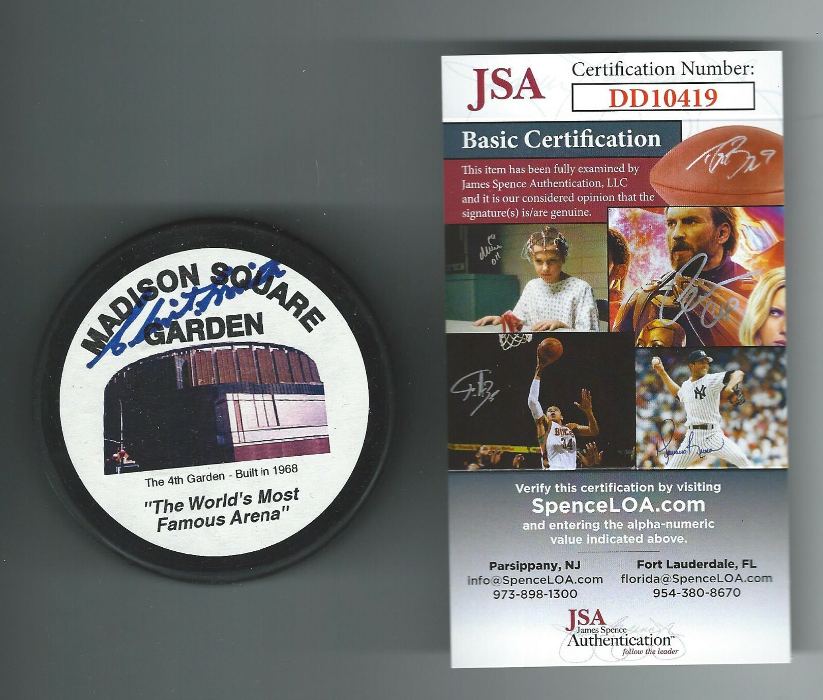 Clint Smith Signed New York Rangers Madison Square Garden MSG Puck JSA COA