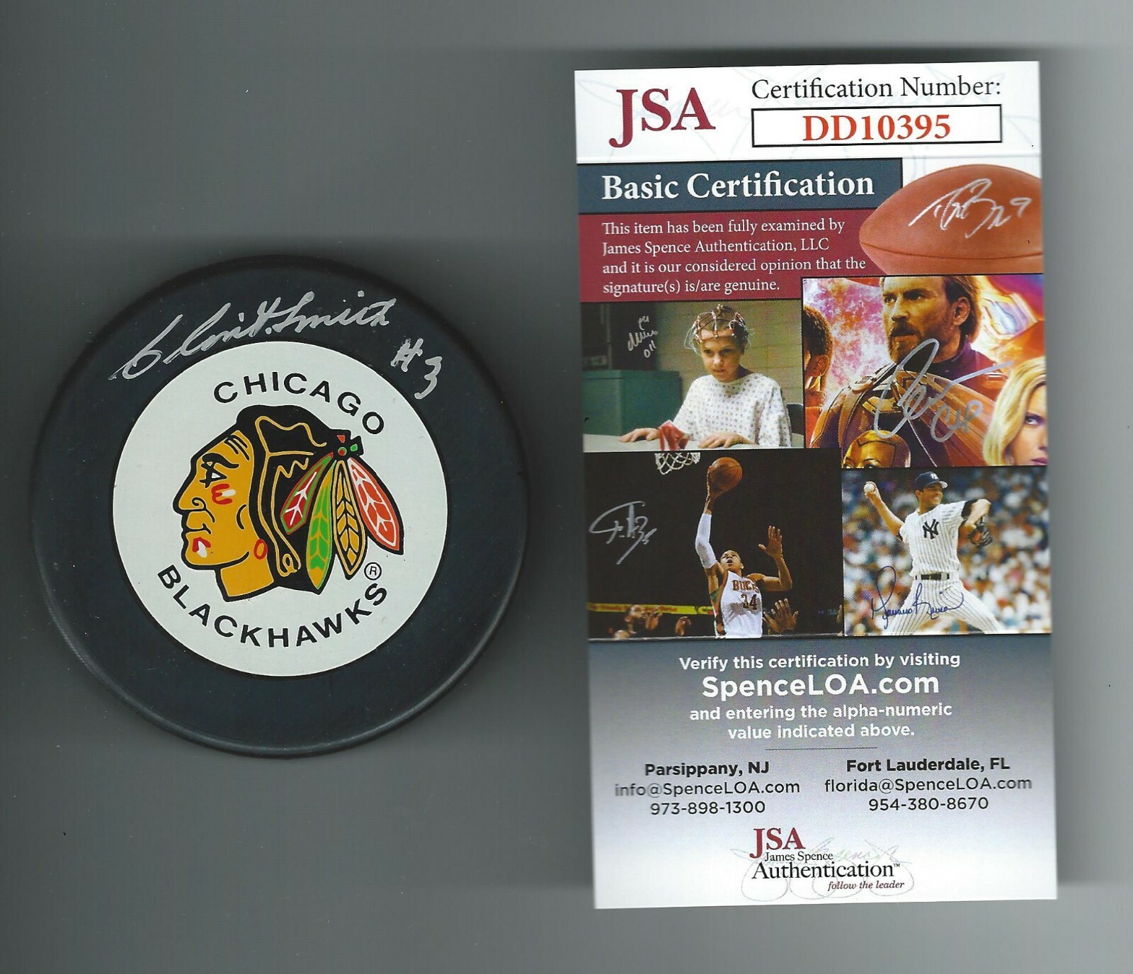 Clint Smith Signed Chicago Blackhawks Trench Puck JSA Authenticated