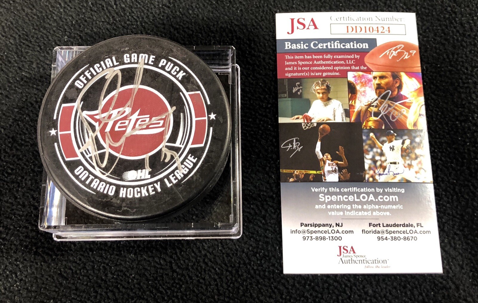 Steve Yzerman Signed Peterborough Petes Puck Detroit Red Wings JSA COA