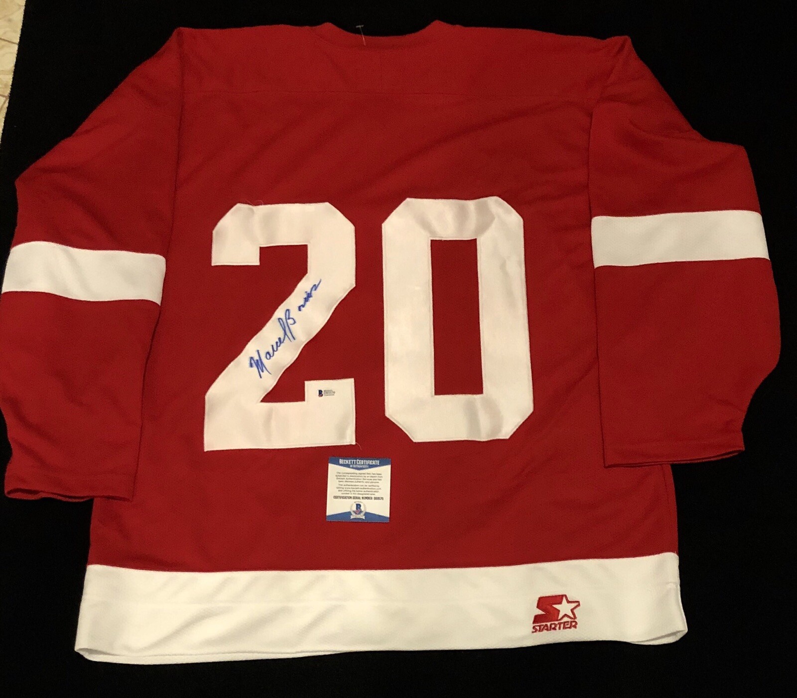 Marcel Bonin Signed Detroit Red Wings Starter Jersey NWOT Size Large Beckett COA