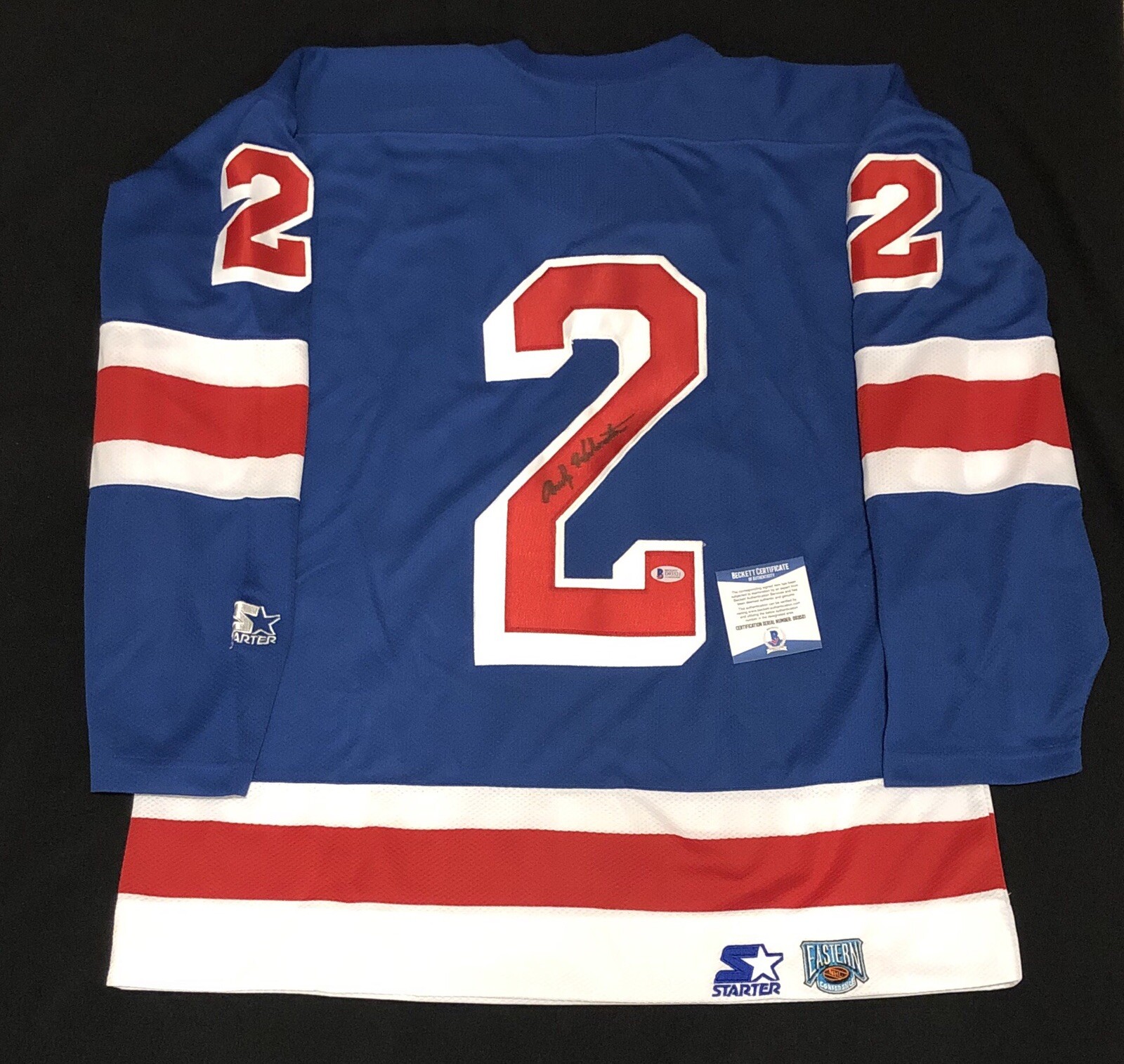 Andy Hebenton Signed New York Rangers Starter Jersey NWT Size Large Beckett COA