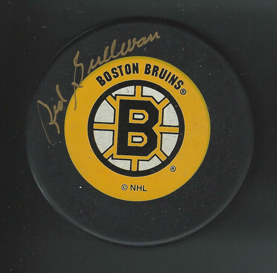 Red Sullivan Signed Boston Bruins Trench Puck