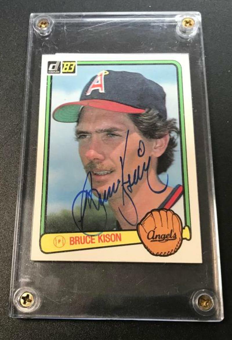 1983 DONRUSS BRUCE KISON ANGELS DECEASED SIGNED CARD W/CASE COA