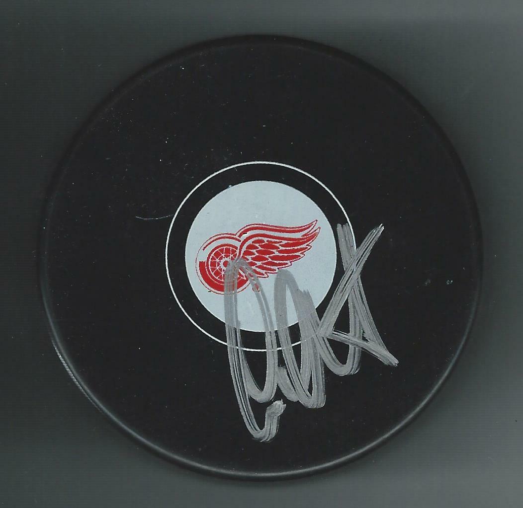Lane Lambert Signed Detroit Red Wings Puck