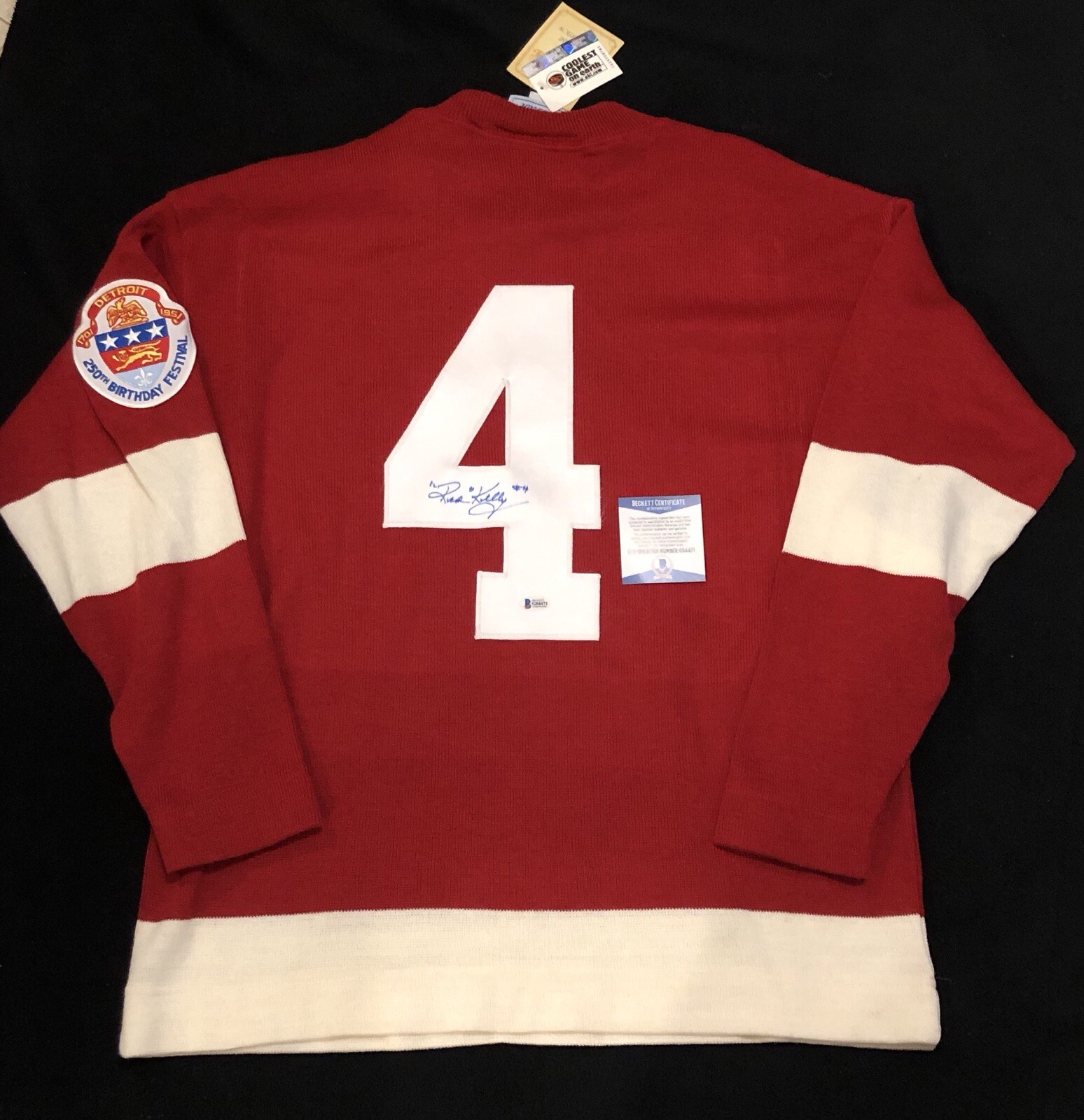 Red Kelly Signed Detroit Red Wings Heritage Sweater Jersey Beckett COA NWT XL
