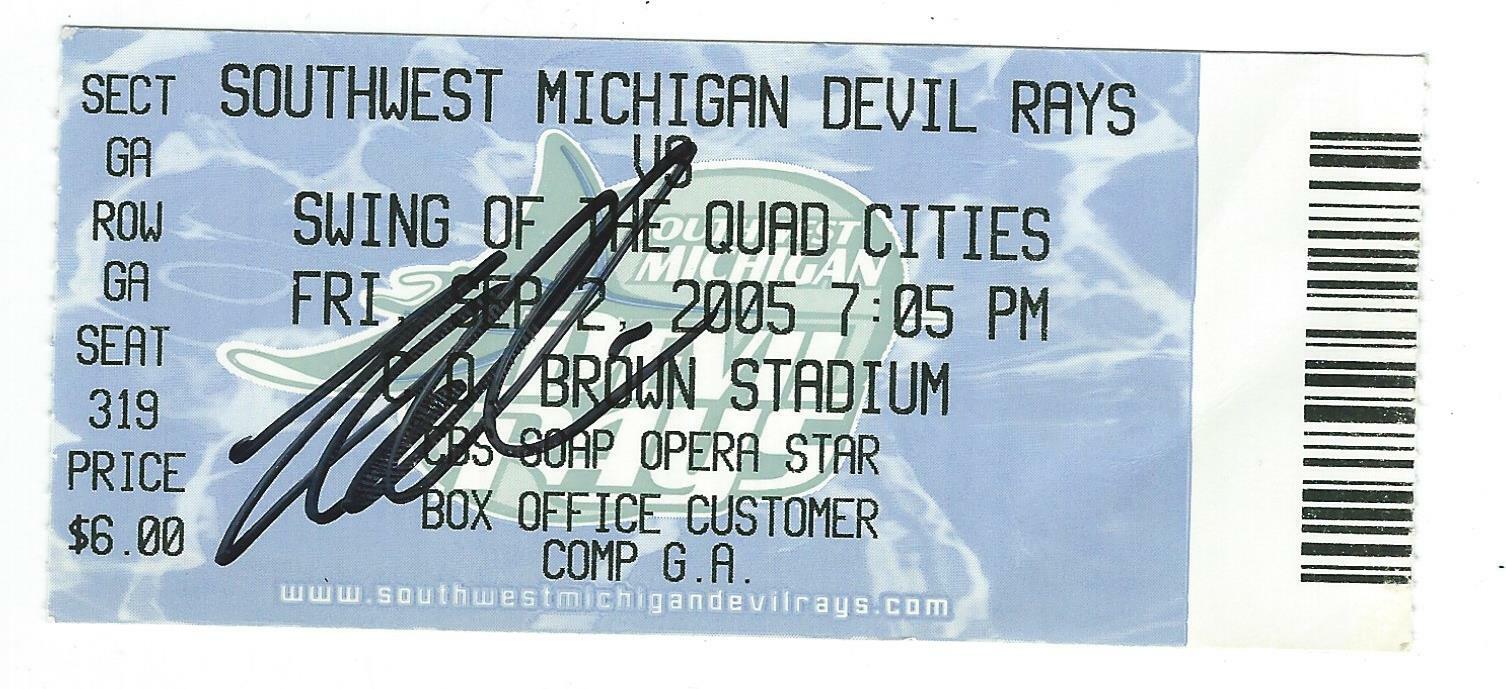 Mark Collier Signed Southwest Michigan Devil Rays Ticket Stub As The World Turns