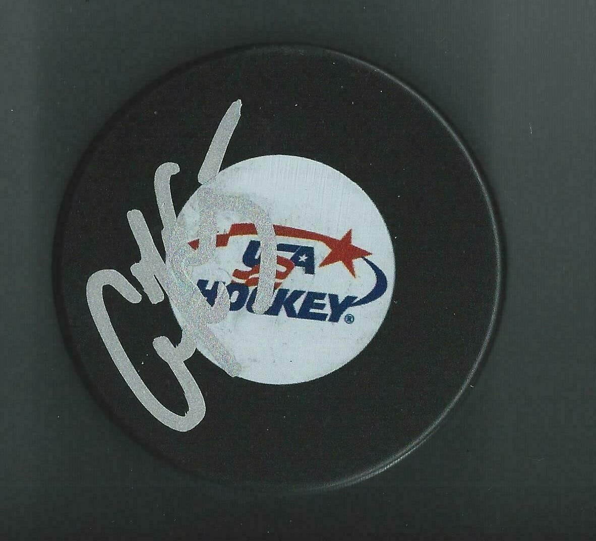 Case McCarthy Signed USA Hockey Puck Boston University Terriers BU NJ Devils