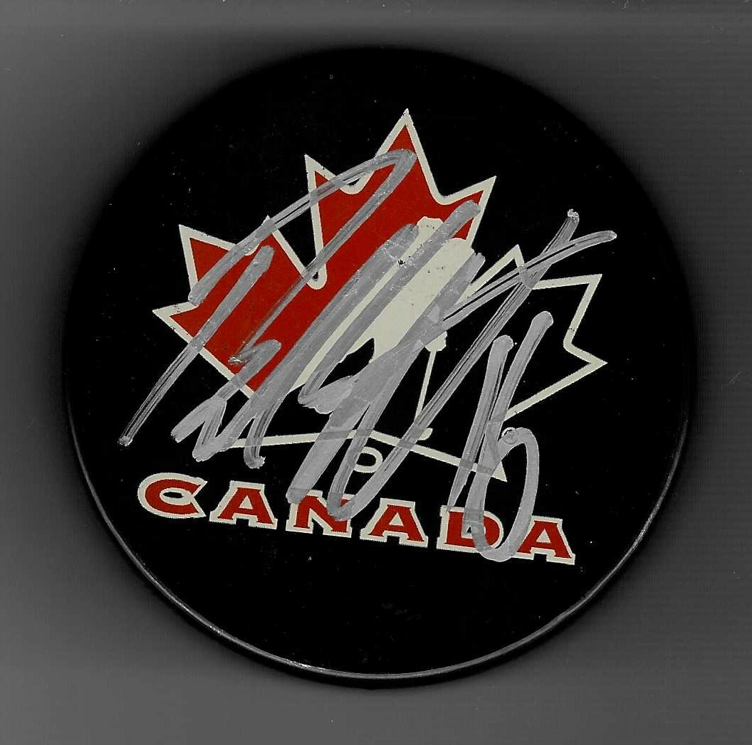 Brandon Sutter Signed Team Canada Hockey Puck Vancouver Canucks Silver