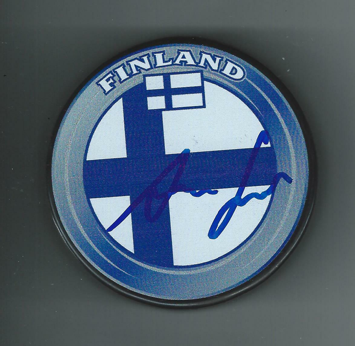 Anton Lundell Signed Team Finland Hockey Puck Florida Panthers
