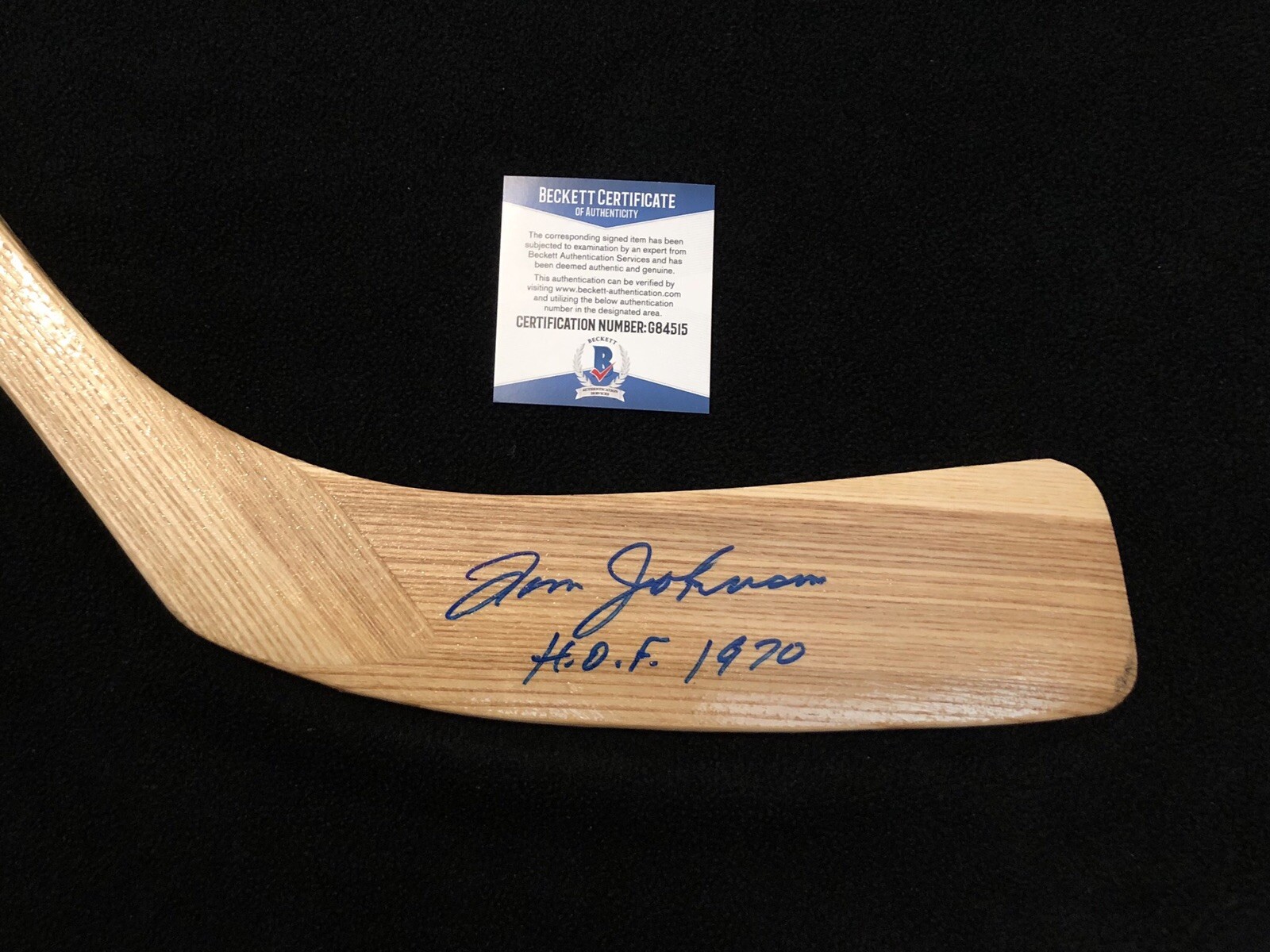 TOM JOHNSON SIGNED MONTREAL CANADIANS NORTHLAND STICK BECKETT COA BOSTON BRUINS COLLECTIBLE MEMORABILIA