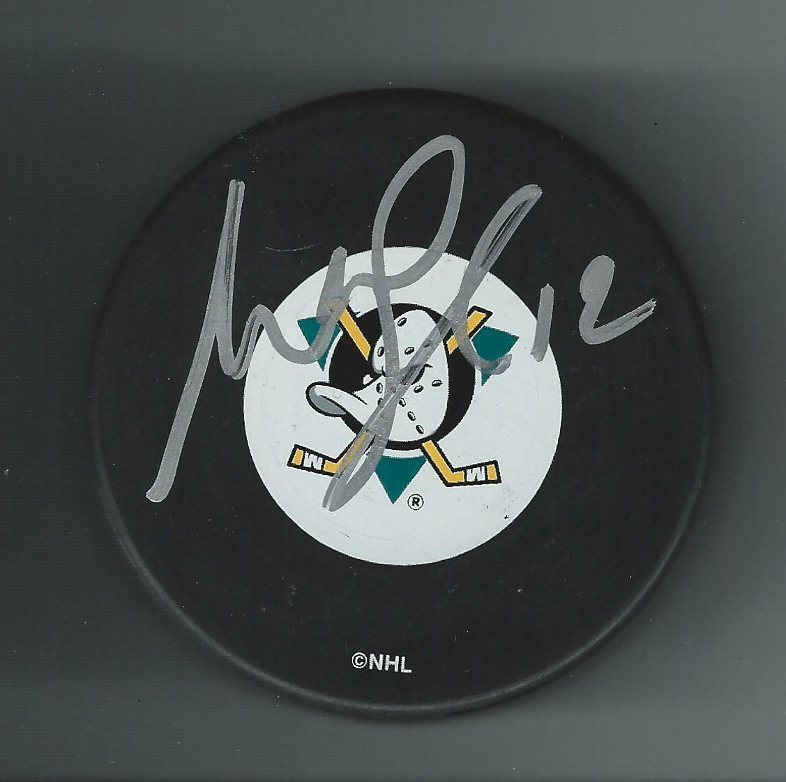 Mike Leclerc Signed Anaheim Mighty Ducks Puck