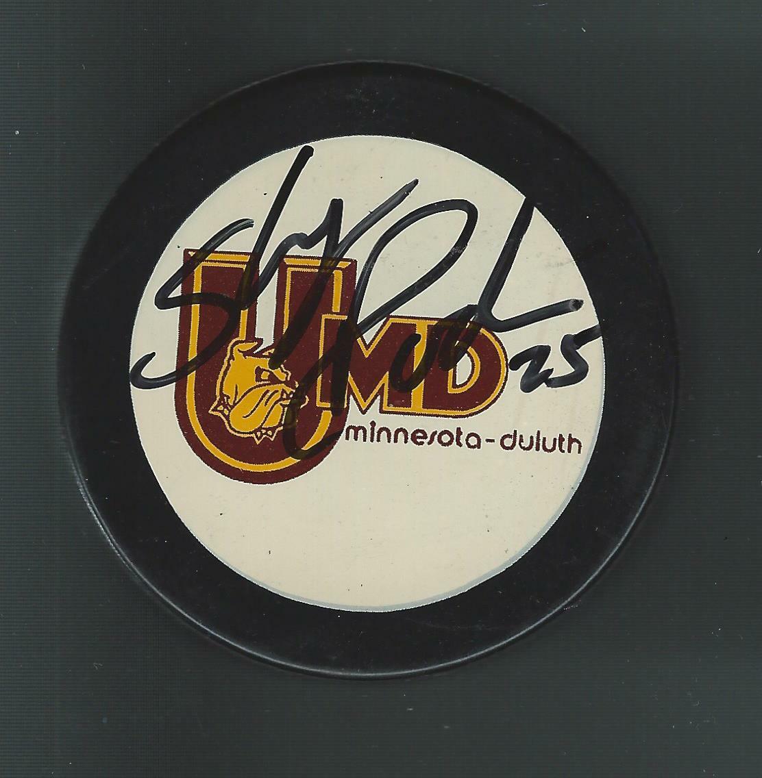 Shjon Podein Signed Minnesota-Duluth Bulldogs Puck Colorado Avalanche Blues