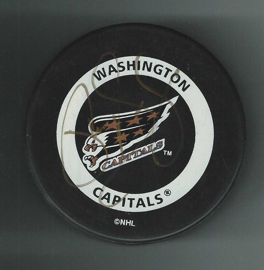 Phil Housley Signed Washington Capitals Eagle Logo Official Game Puck