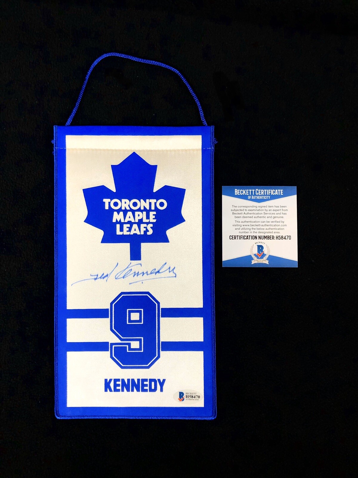 Ted Kennedy Signed Toronto Maple Leafs Mini Banner Beckett COA