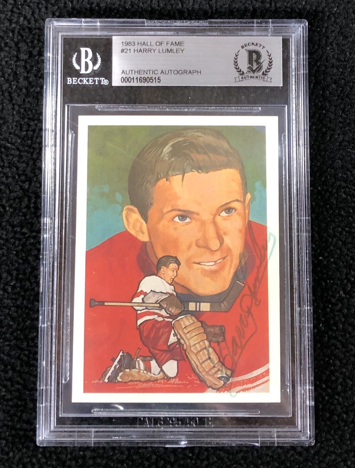 Harry Lumley Signed 1983 Hockey Hall Of Fame Card #21 Beckett Certified