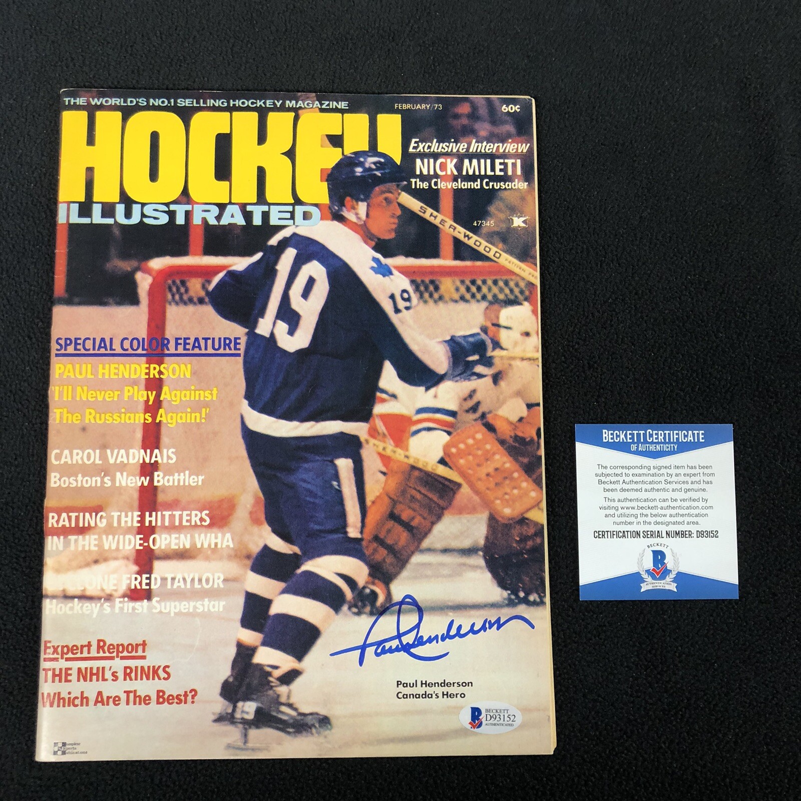Paul Henderson Signed Toronto Maple Leafs Hockey Illustrated Beckett COA