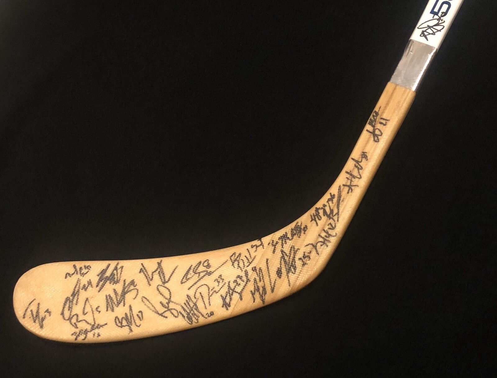 2015-16 Providence Bruins Team Signed Stick Colby Cave Boston Bruins Oilers JSA