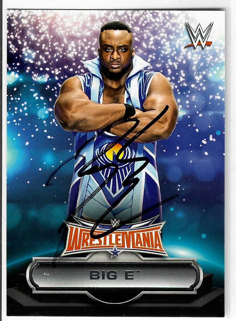 BIG E LANGSTON SIGNED 2016 TOPPS WWE WRESTLEMANIA SUPERSTAR CARD #23 COLLECTIBLE MEMORABILIA