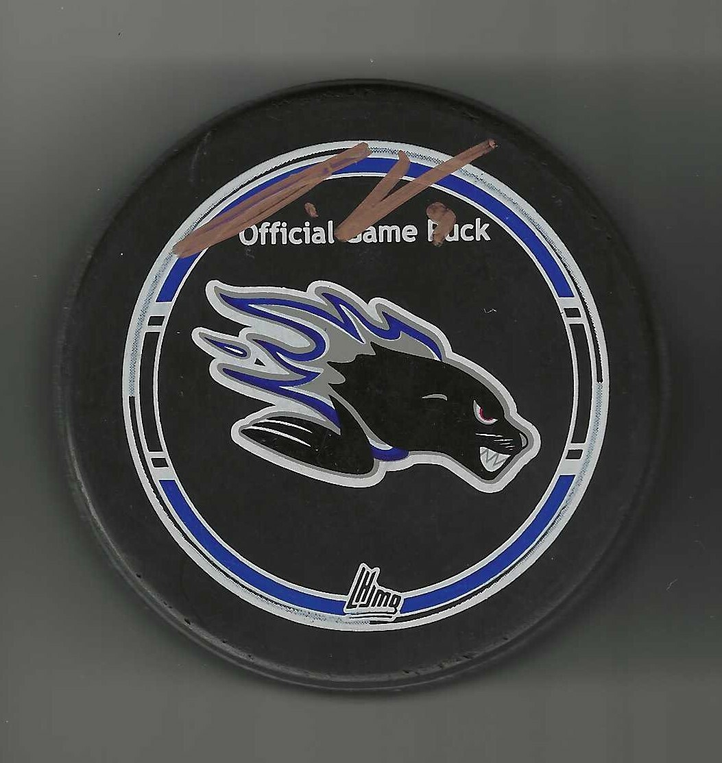 Joe Veleno Signed Saint John Sea Dogs Official Game Puck Chicago Blackhawks
