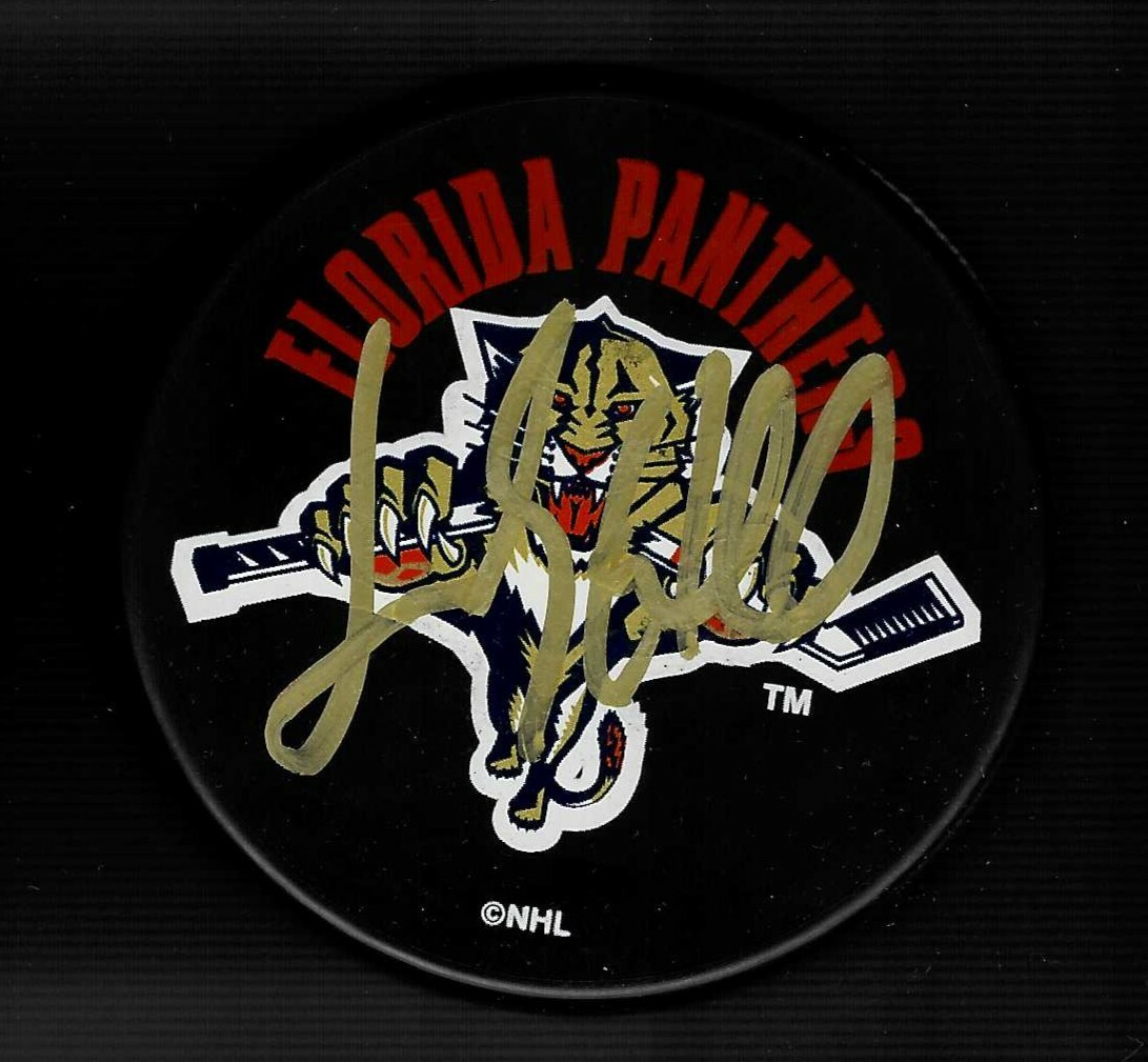 Jody Hull Signed Florida Panthers Souvenir Puck Signed In Gold
