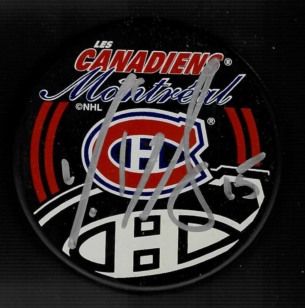 Yves Sarault Signed Montreal Canadiens Centennial Souvenir Puck