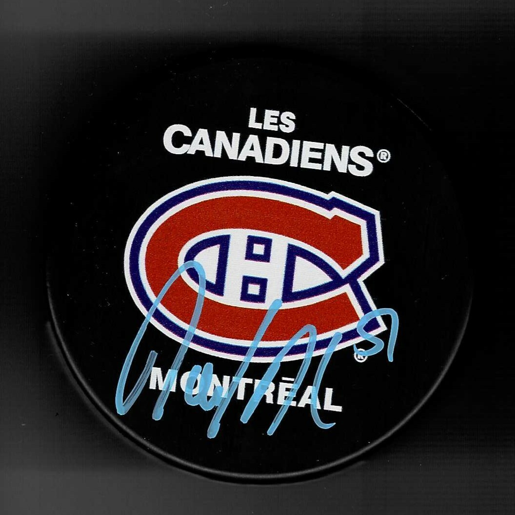 David Desharnais Signed Montreal Canadiens Souvenir Puck Signed In Blue