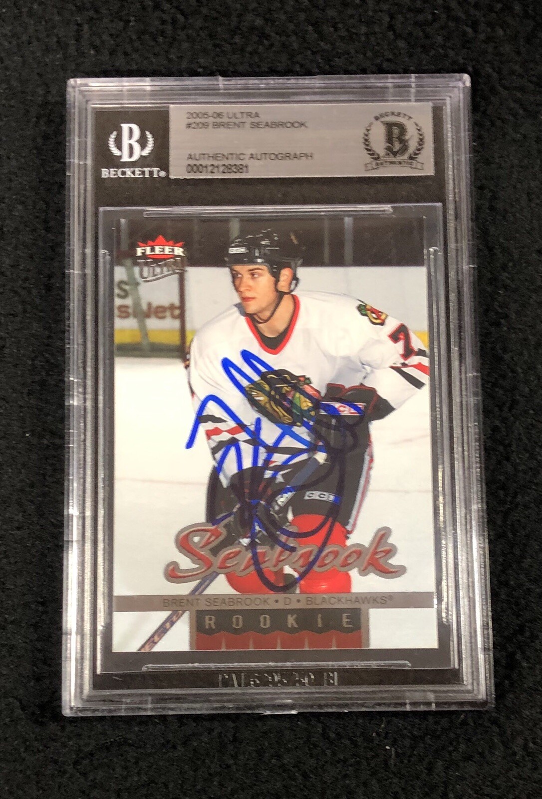 Brent Seabrook Signed 2005/06 Fleer Ultra Rookie Card #209 Beckett Certified