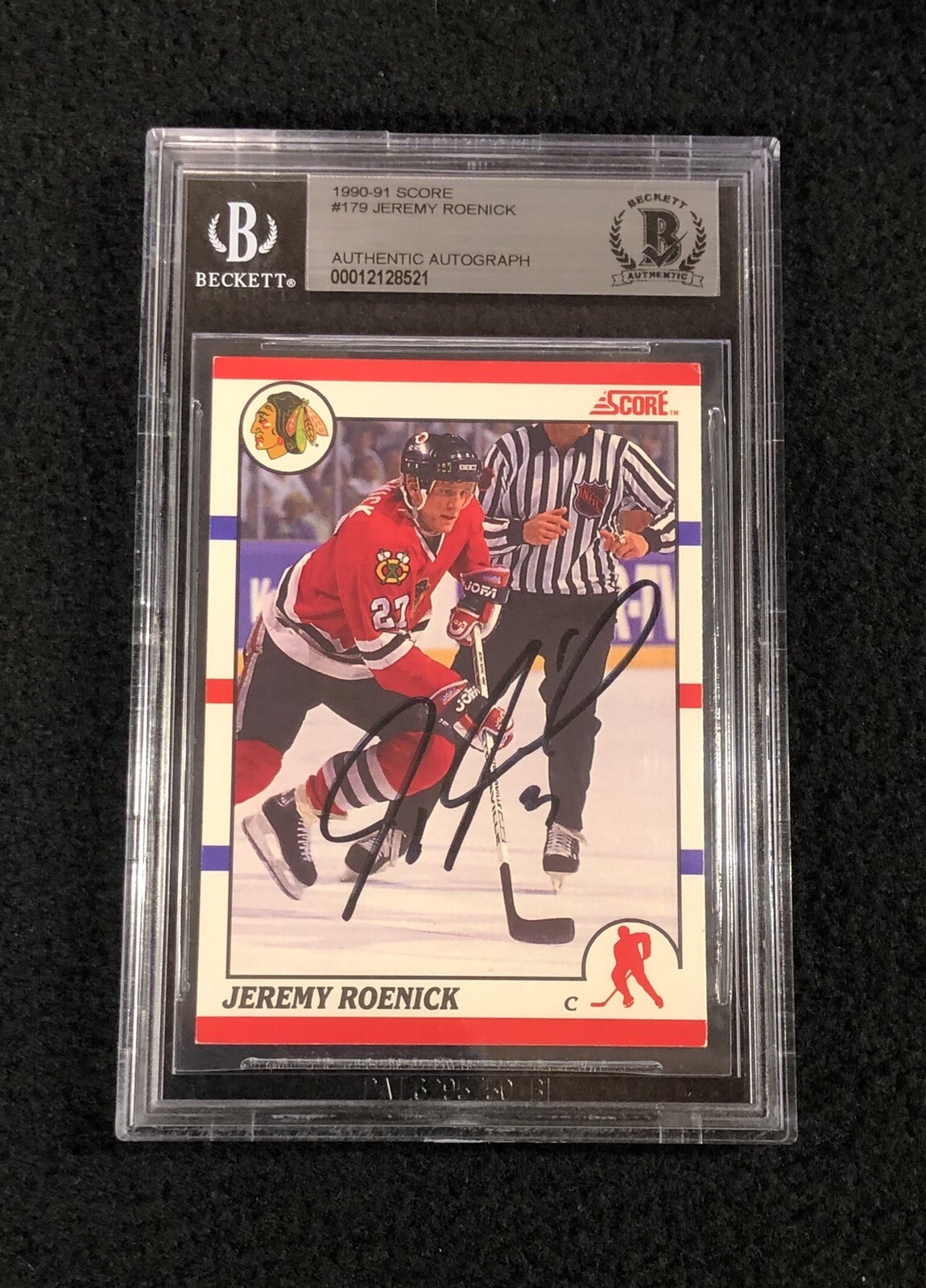 Jeremy Roenick Signed 1990/91 Score Canadian Rookie Card #179 Beckett Certified