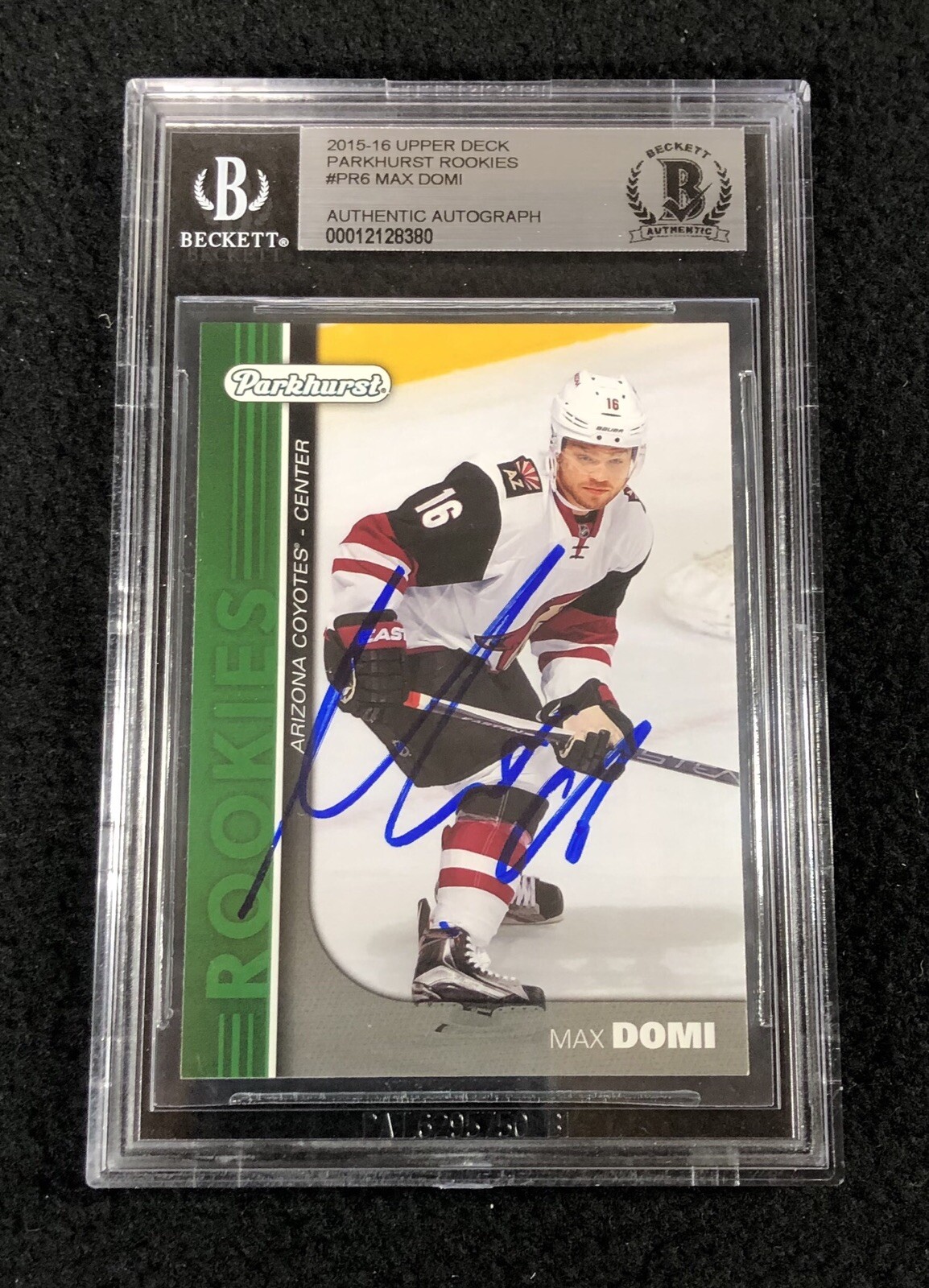 Max Domi Signed 2015/16 Upper Deck Parkhurst Rookie Card #PR6 Beckett Certified