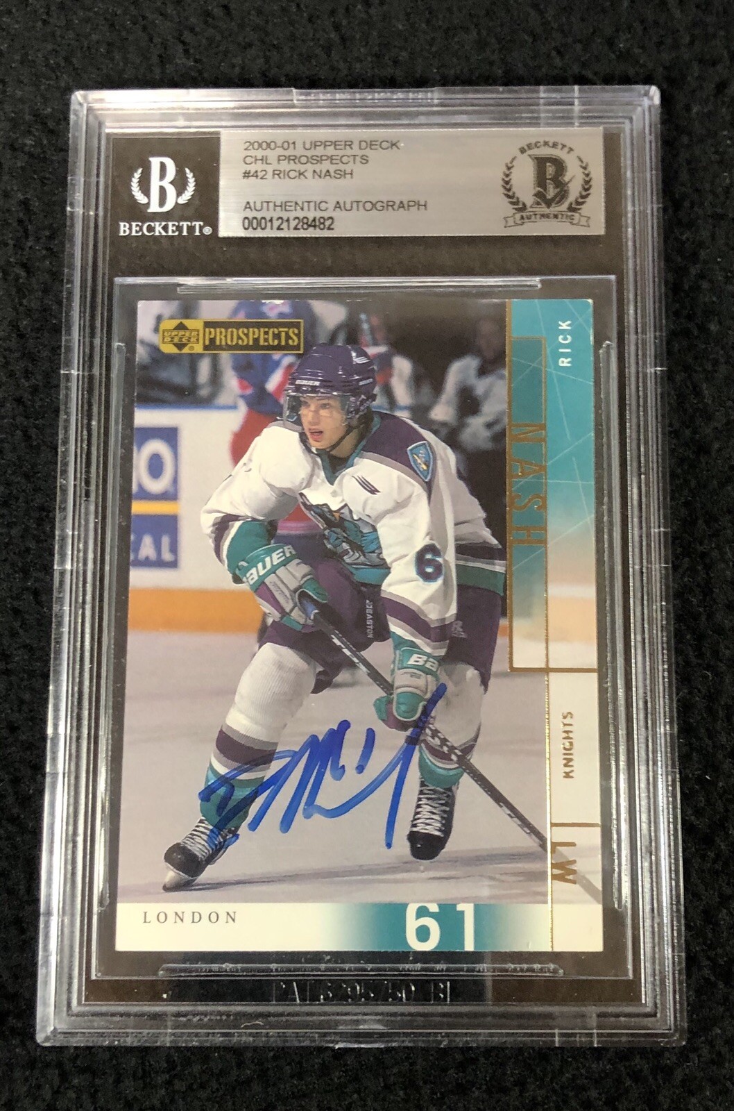 Rick Nash Signed 2000/01 Upper Deck CHL Prospects Card #42 Beckett Certified