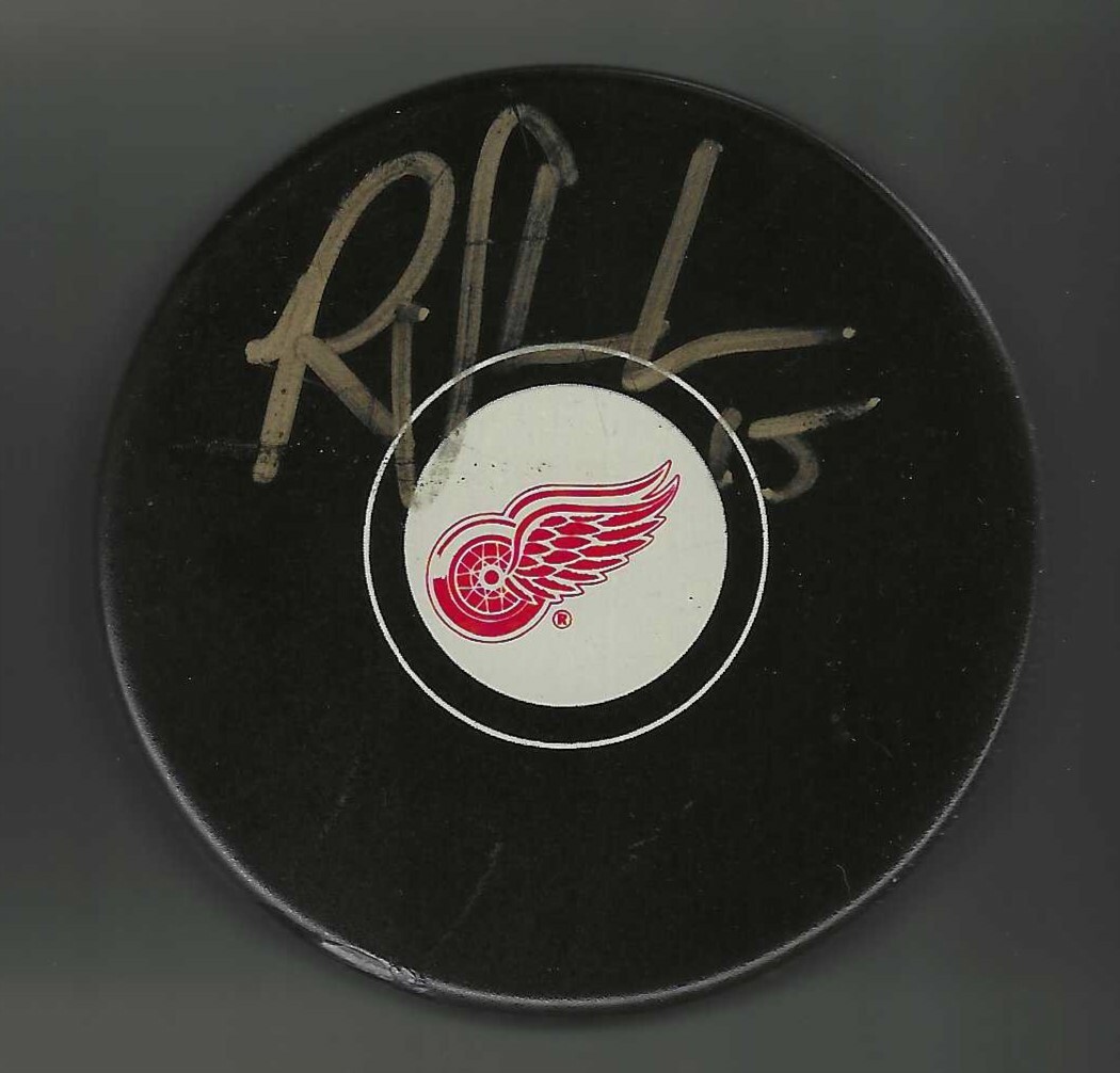 Riley Sheahan Signed Detroit Red Wings Puck Seattle Kraken