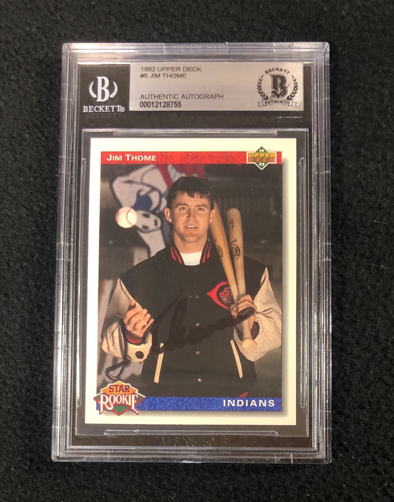 Jim Thome Signed 1992 Upper Deck Card #5 Beckett Certified