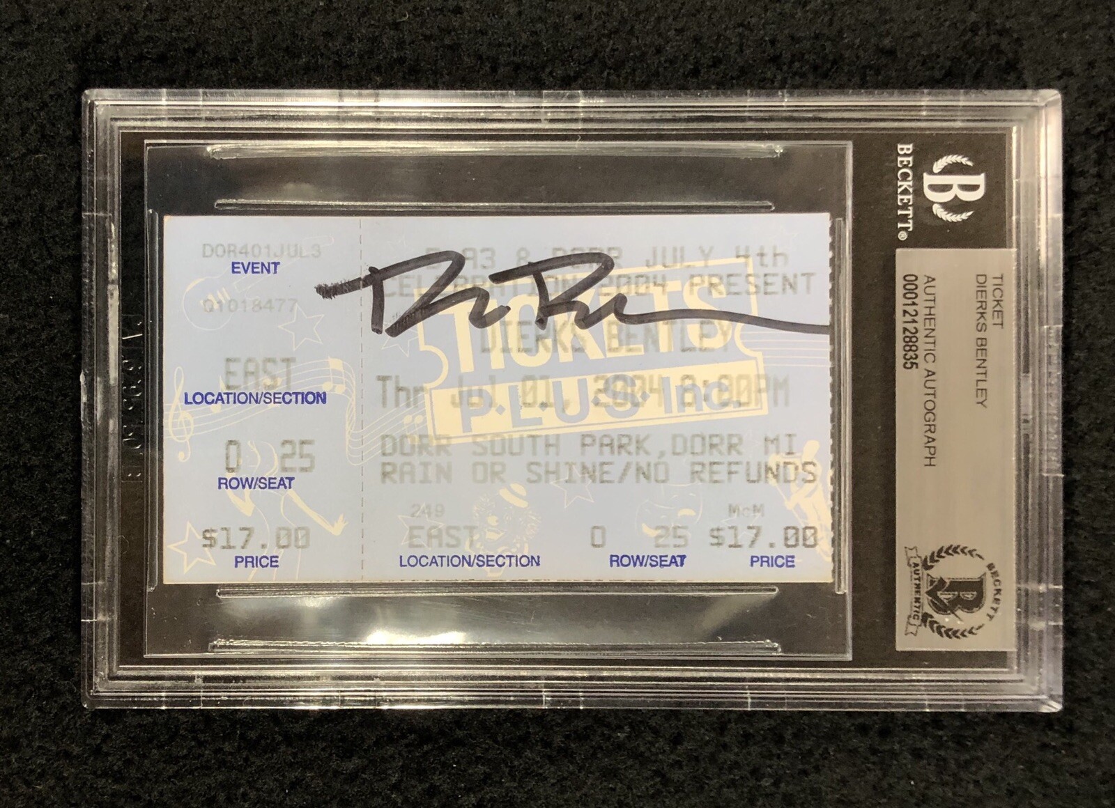 Dierks Bentley Signed Full 4th Of July Concert Ticket Beckett Authenticated