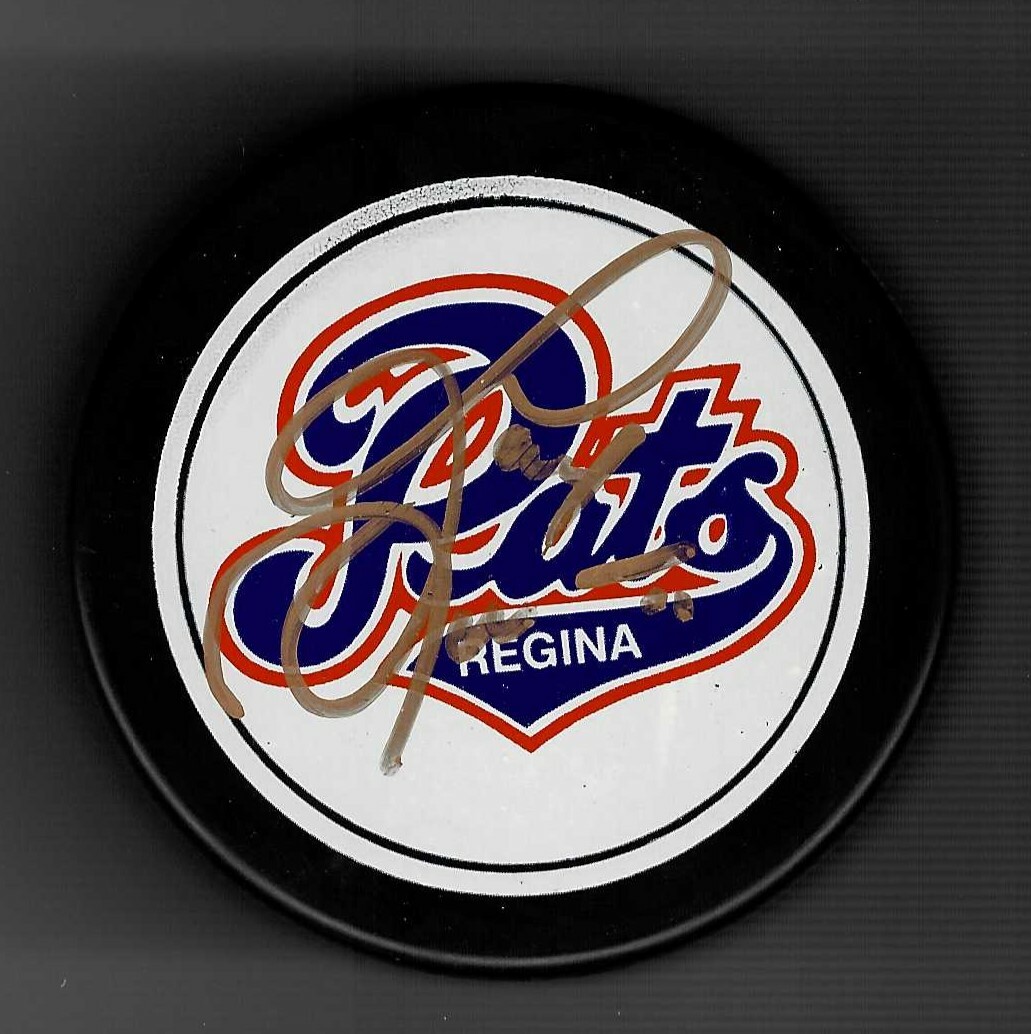 Gary Leeman Signed Regina Pats Souvenir Puck Toronto Maple Leafs Canadiens