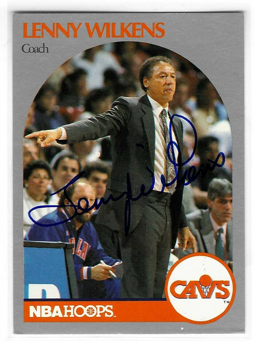 Lenny Wilkens Signed 1990/91 NBA Hoops Card #309