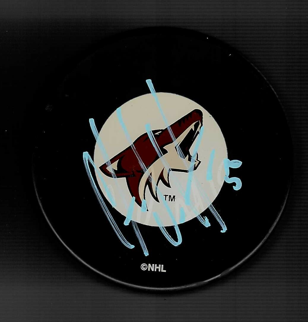 Antoine Vermette Signed Arizona Coyotes Puck Signed In Blue Utah Mammoth
