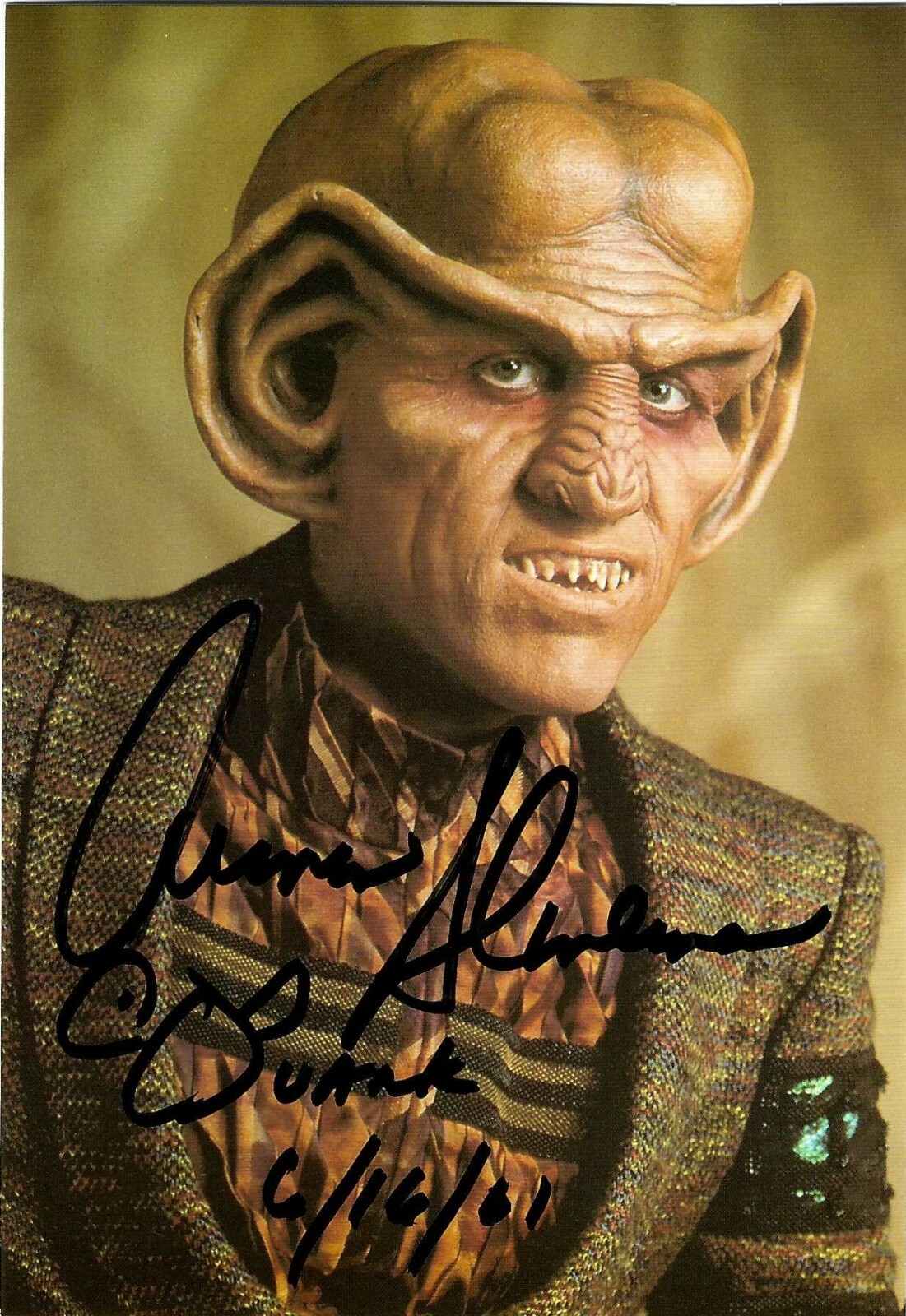 Armin Shimerman Signed & Sketched Star Trek Deep Space Nine Quark Postcard #2