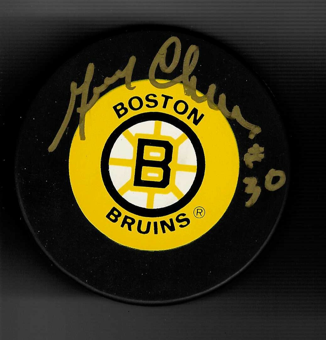 Gerry Cheevers Signed Boston Bruins Trench Puck