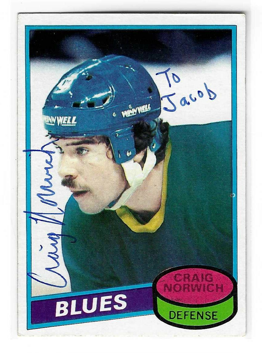 Craig Norwich Signed 1980/81 Topps Card #53 Personalized To Jacob