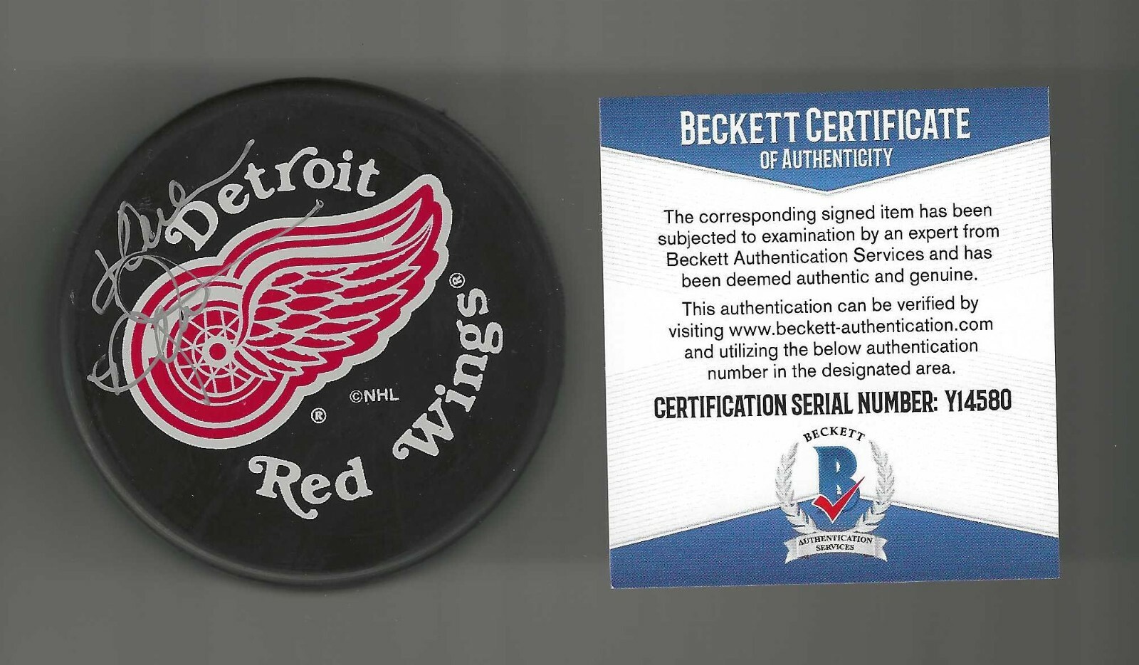 Karen Newman Signed Detroit Red Wings Souvenir Puck Beckett COA