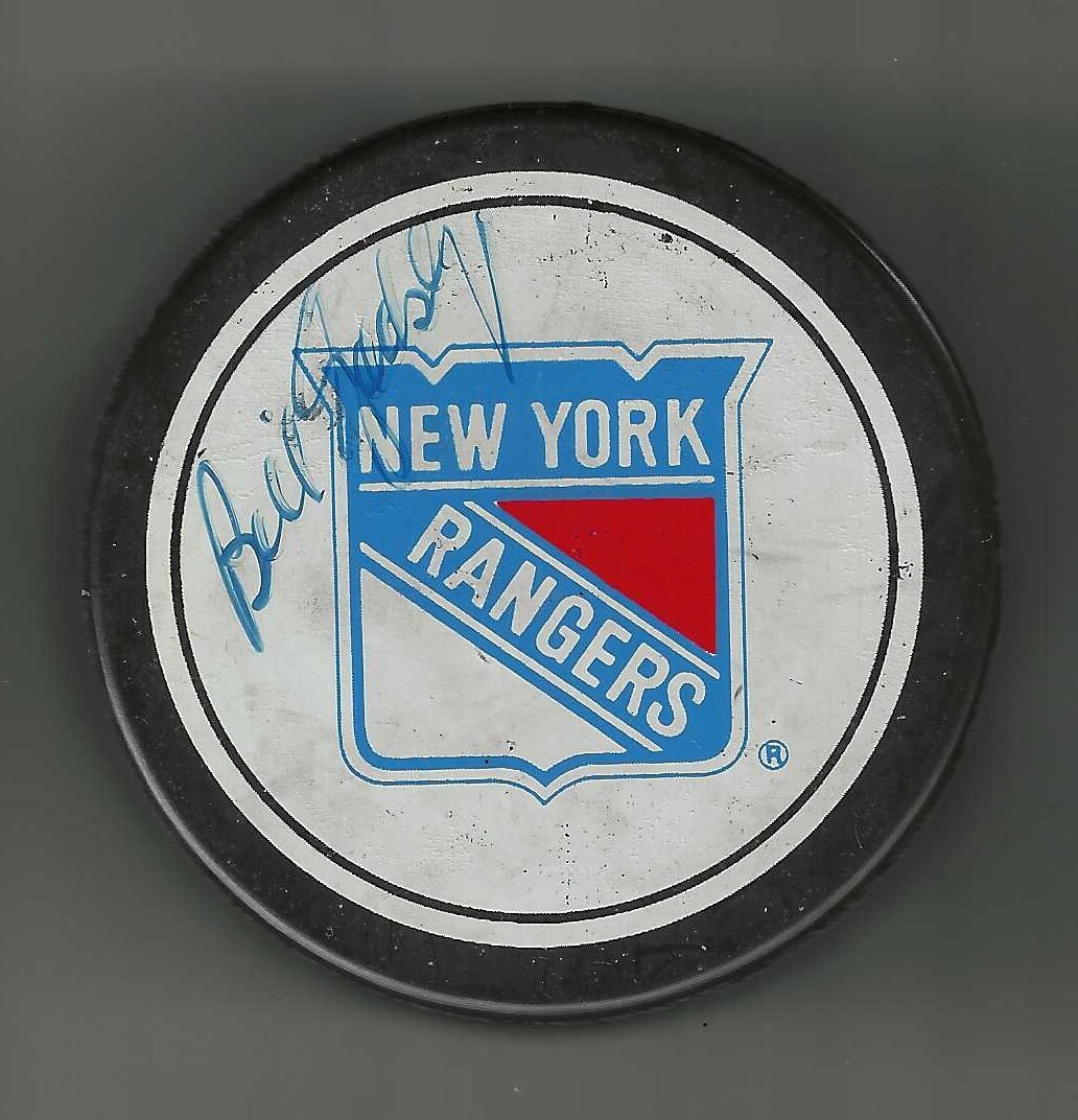 Bill Gadsby Signed New York Rangers Ziegler Official Game Puck