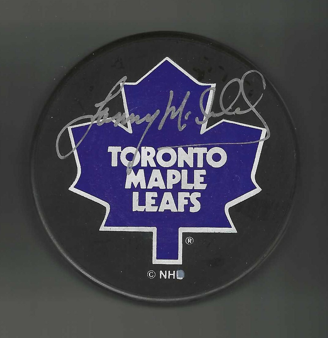 Lanny McDonald Signed Toronto Maple Leafs Ravens Athletic Puck