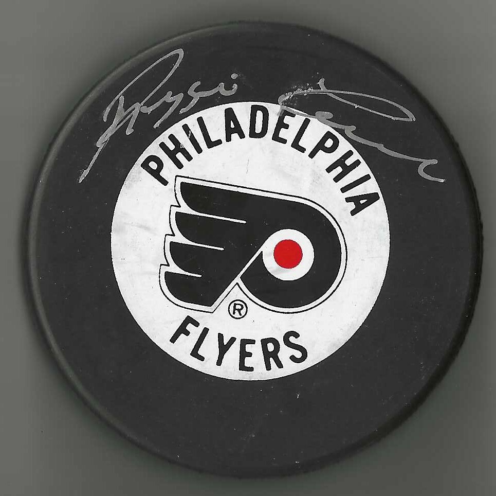 Reggie Leach Signed Philadelphia Flyers Trench Puck