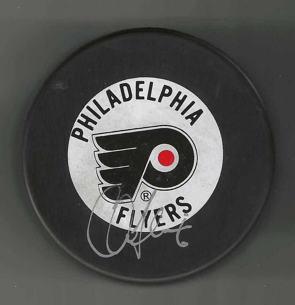 Chris Therien Signed Philadelphia Flyers Trench Puck