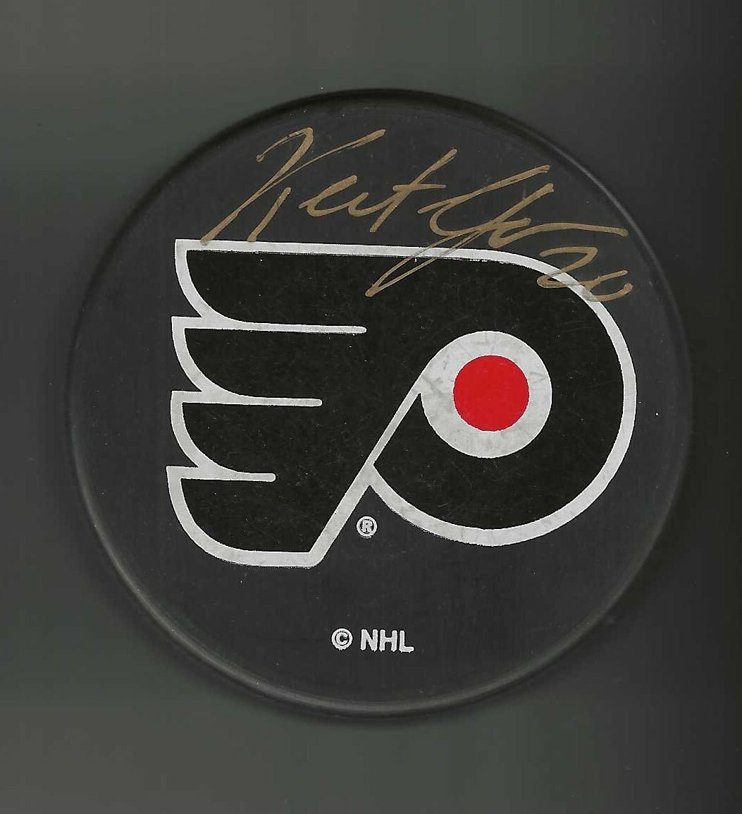 Keith Jones Signed Philadelphia Flyers Ravens Athletic Puck
