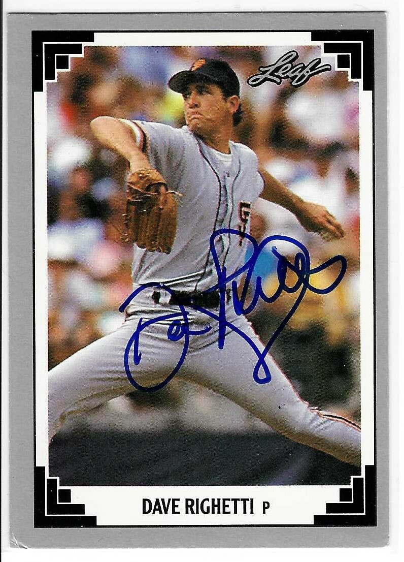 Dave Righetti Signed 1991 Leaf Card #301 San Francisco Giants