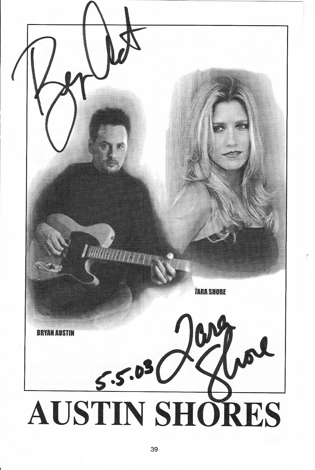 David Ball & Austin Shores Signed Live Concert Event Program